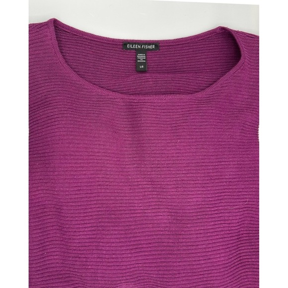 Eileen Fisher Sweaters - Eileen Fisher Purple Ribbed Knit Crewneck Long Sleeve Organic Linen Blend Size L